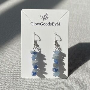 Natural Blue Sodalite Crystal Chip Dangle Earrings